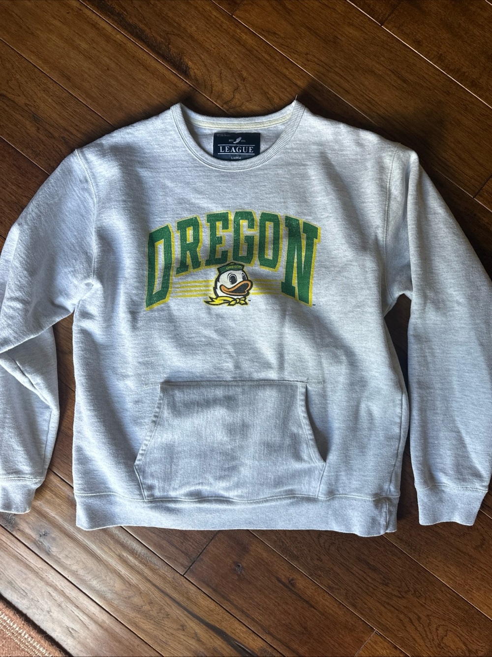 Oregon Ducks Crewneck Kangaroo Pocket Sweatshirt League Large